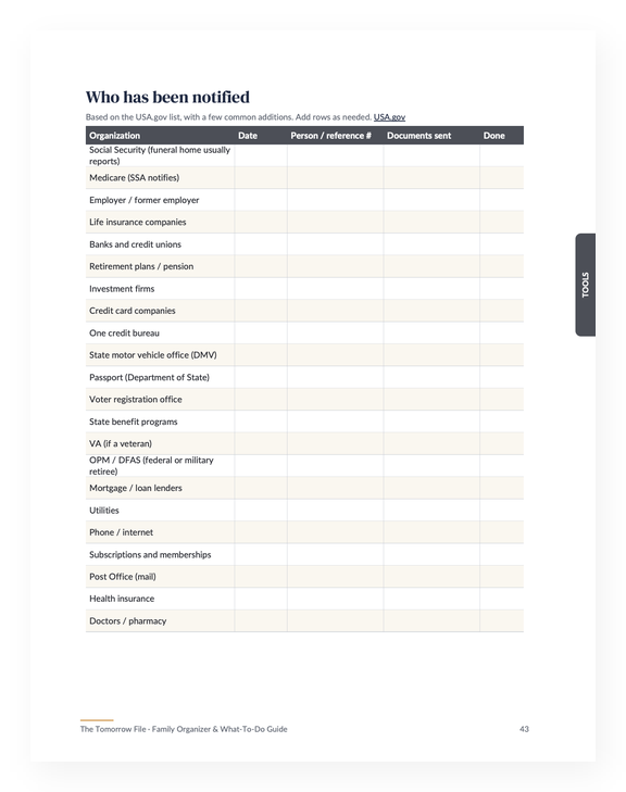 Who to notify tracker