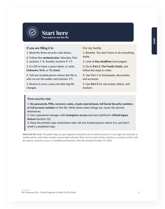 Start here page