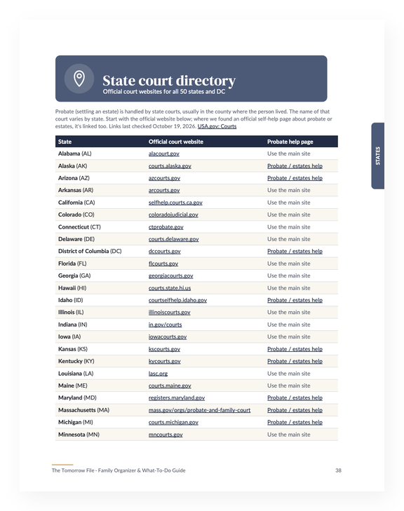 State court directory page